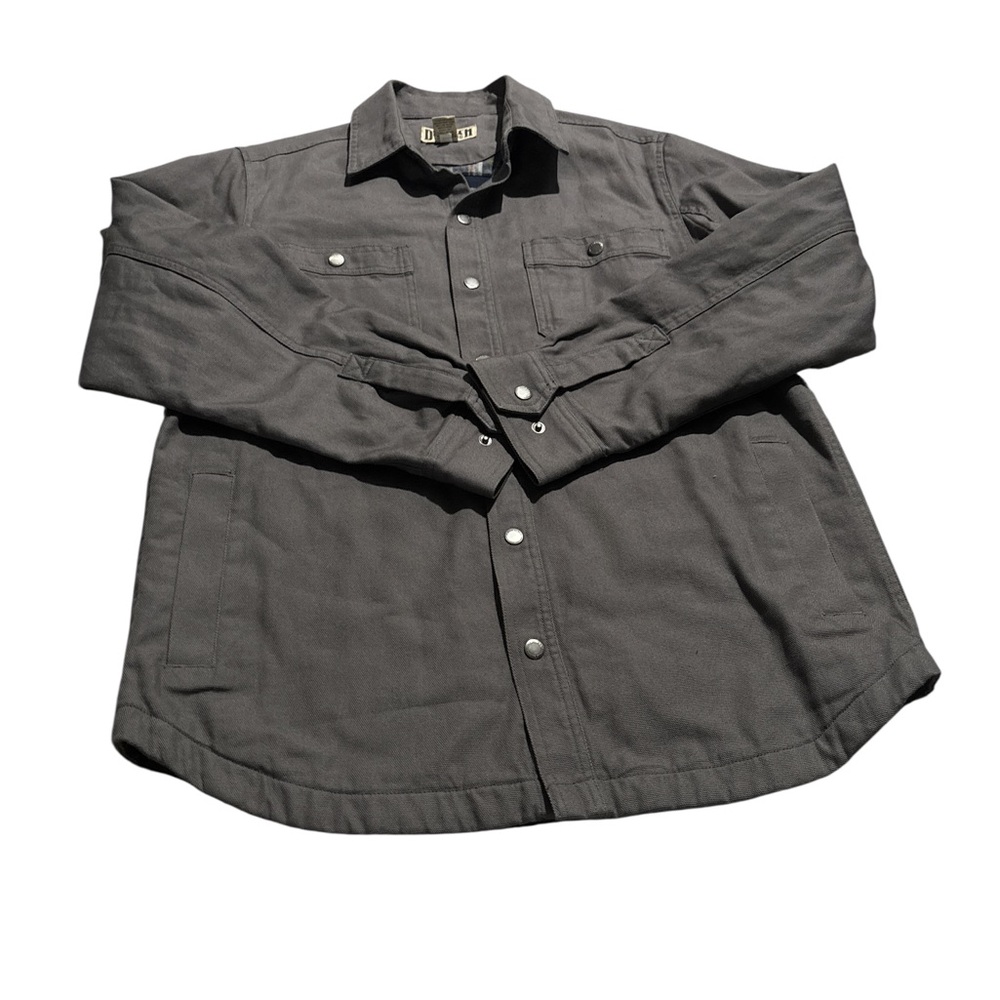 Duluth Trading Co Men Gray Long Sleeve Button Down Heavy Shirt